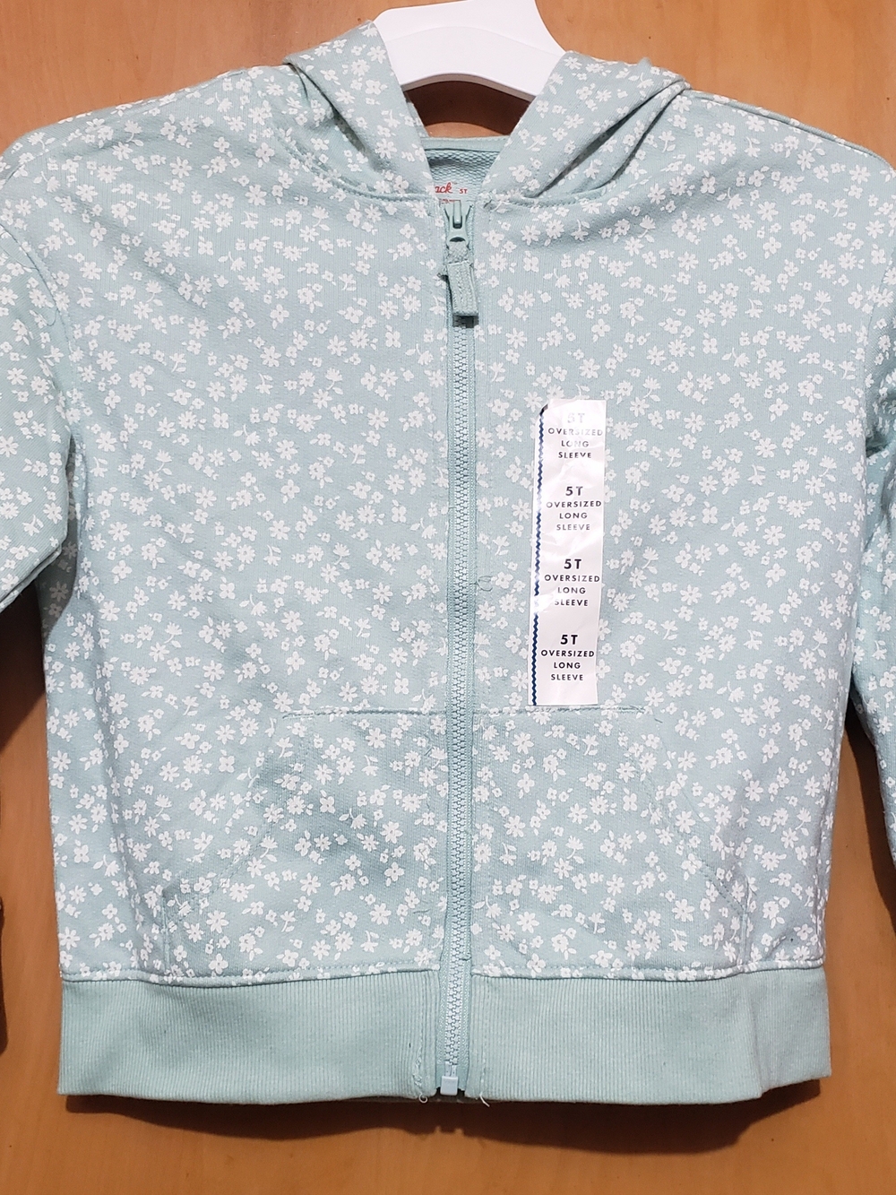 Cat & Jack Mint Green Floral Zip Hoodie